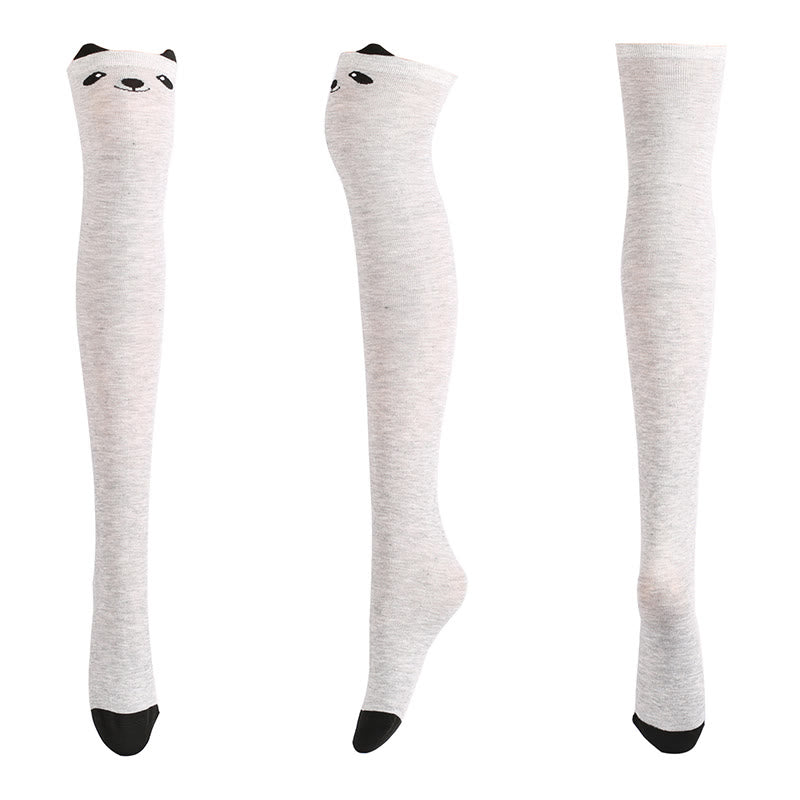 Chaussettes hautes à motifs animaux adorables (2 paires) - Gris - One Size - image 4