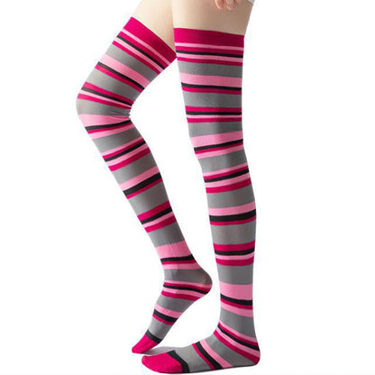 Chaussettes de compression montantes à rayures (2 paires) - Fuchsia - EU36-40(US3-7) - image 5