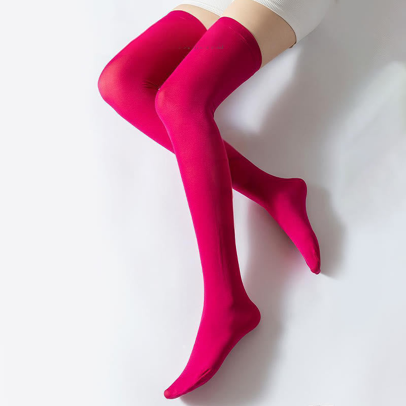 Chaussettes de compression montantes couleur unie (2 paires) - Fuchsia - EU36-40(US3-7) - image 2
