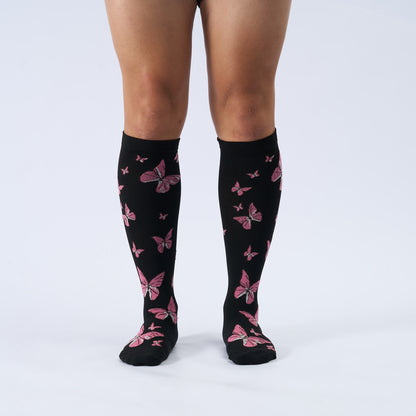 Chaussettes de compression à imprimé papillon grande taille (3 paires) - image 1