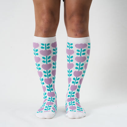 Chaussettes de compression à motif floral grande taille - image 4
