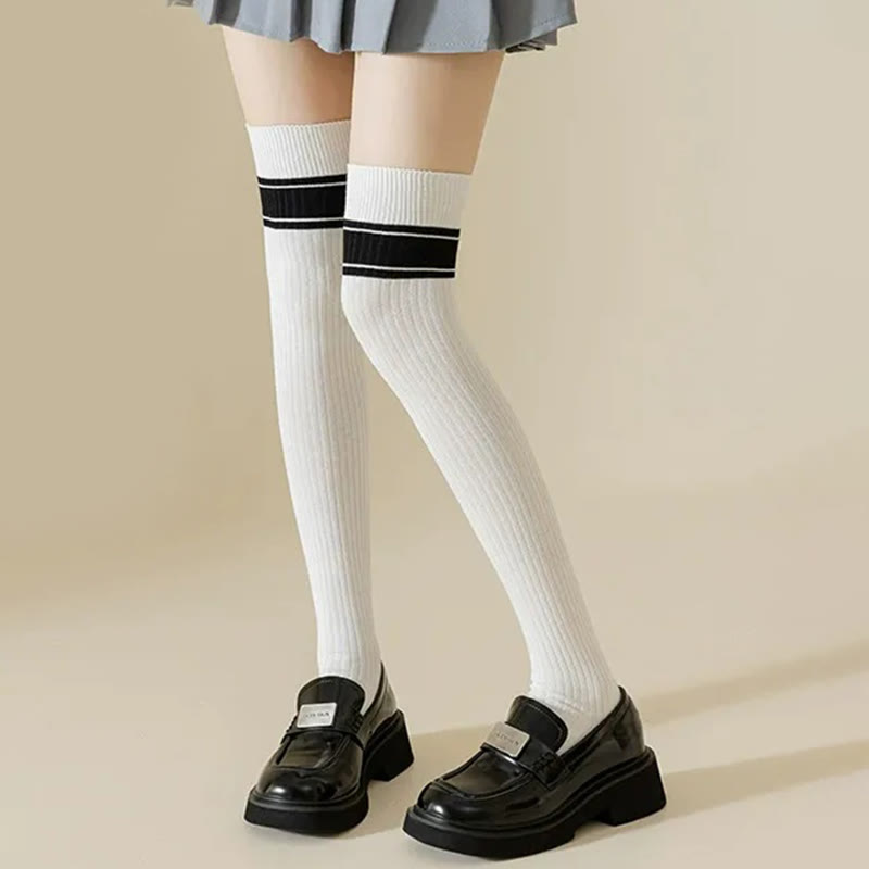 Chaussettes hautes classiques à double rayure (2 paires) - image 8