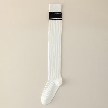 Chaussettes hautes classiques à double rayure (2 paires) - Blanc - EU36-40(US3-7) - image 11