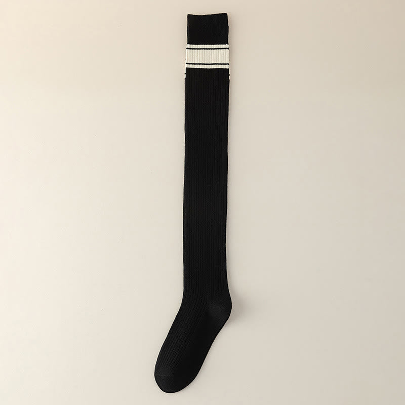 Chaussettes hautes classiques à double rayure (2 paires) - Noir - EU36-40(US3-7) - image 10