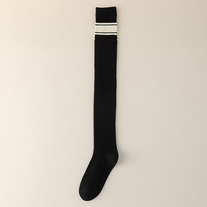 Chaussettes hautes classiques à double rayure (2 paires) - Noir - EU36-40(US3-7) - image 10