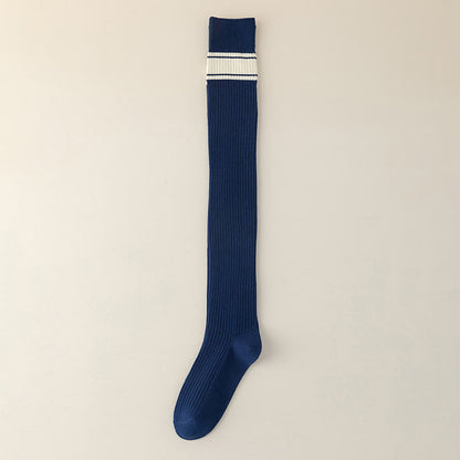 Chaussettes hautes classiques à double rayure (2 paires) - Bleu marine - EU36-40(US3-7) - image 13