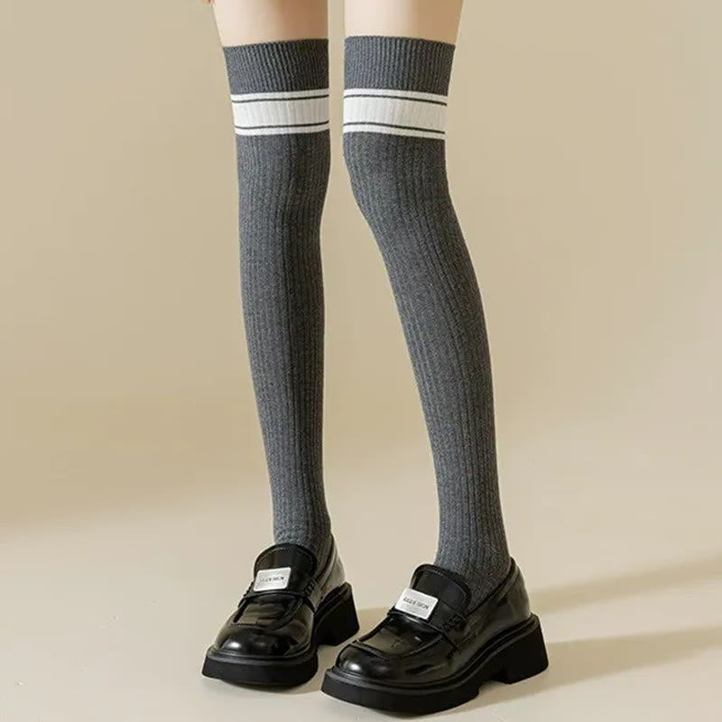 Chaussettes hautes classiques à double rayure (2 paires) - image 3