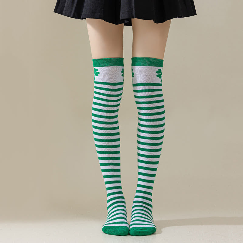 Chaussettes hautes à rayures vertes (3 paires) - E - EU36-40(US3-7) - image 1