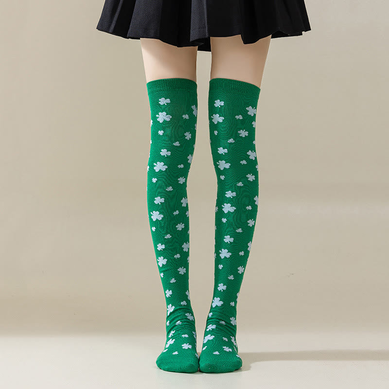 Chaussettes hautes à rayures vertes (3 paires) - B - EU36-40(US3-7) - image 0
