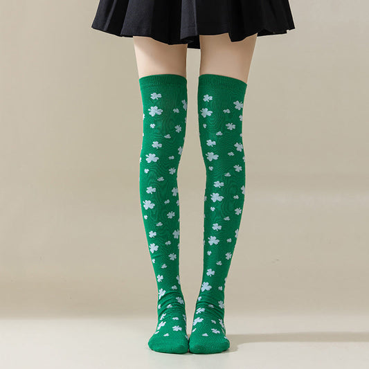 Chaussettes hautes à rayures vertes (3 paires) - B - EU36-40(US3-7) - image 0