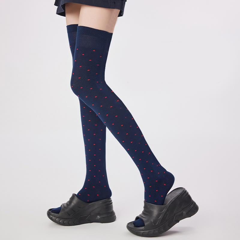 Chaussettes hautes à pois (2 paires) - image 1