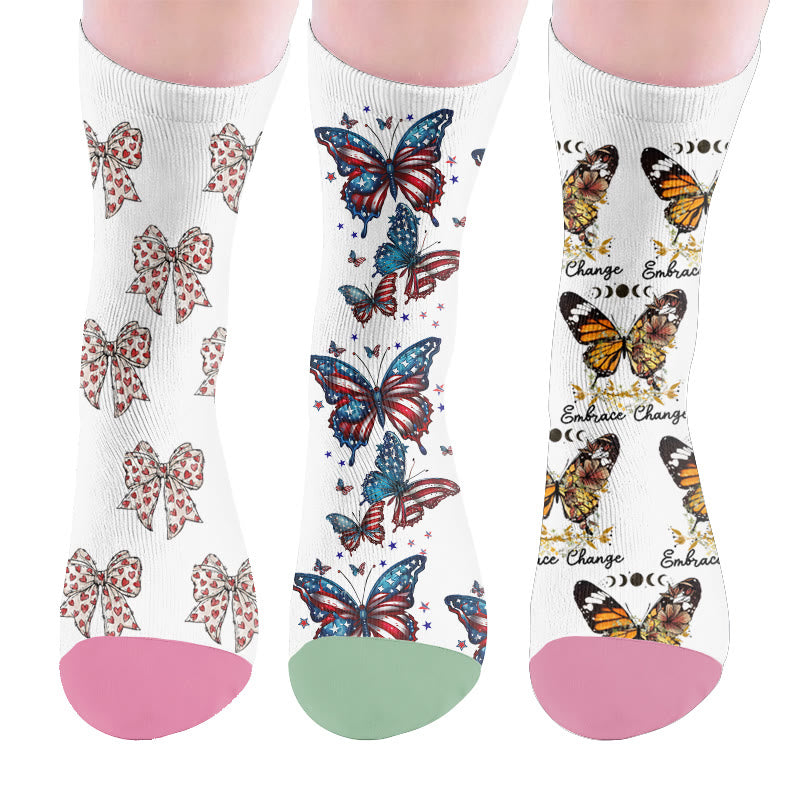 Chaussettes papillon à nœud papillon - Multicolore (3 paires) - EU37-44(US4-10) - image 10