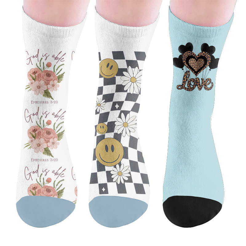Chaussettes à imprimé léopard fleuri - Multicolore (3 paires) - EU37-44(US4-10) - image 10