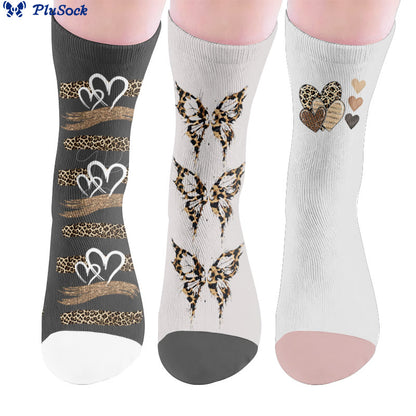 Chaussettes léopard papillon cœur - image 0
