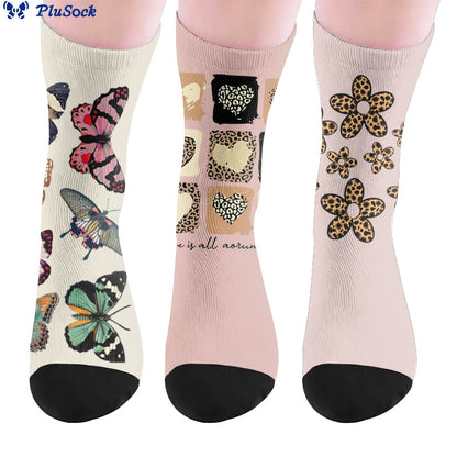 Chaussettes à motif léopard et cœur papillon - image 0