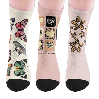 Chaussettes à motif léopard et cœur papillon - Multicolore (3 paires) - EU37-44(US4-10) - image 10