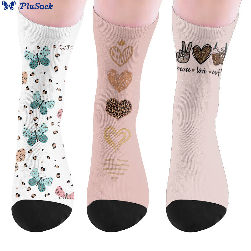 Chaussettes à café papillon et cœur - image 0