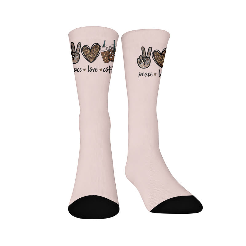Chaussettes à café papillon et cœur - Café (1 paire) - EU37-44(US4-10) - image 9