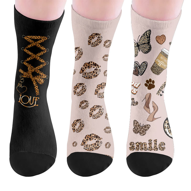 Chaussettes à imprimé léopard - Multicolore (3 paires) - EU37-44(US4-10) - image 10