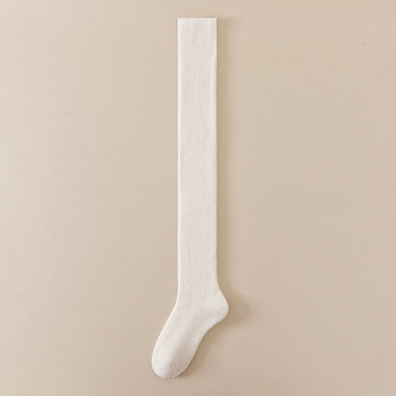 Chaussettes hautes unies grandes tailles (2 paires) - Beige - EU36-42(US3-8.5) - image 12