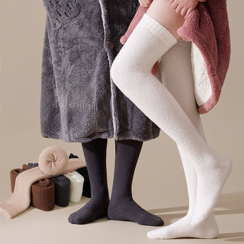Chaussettes hautes unies grandes tailles (2 paires) - image 0