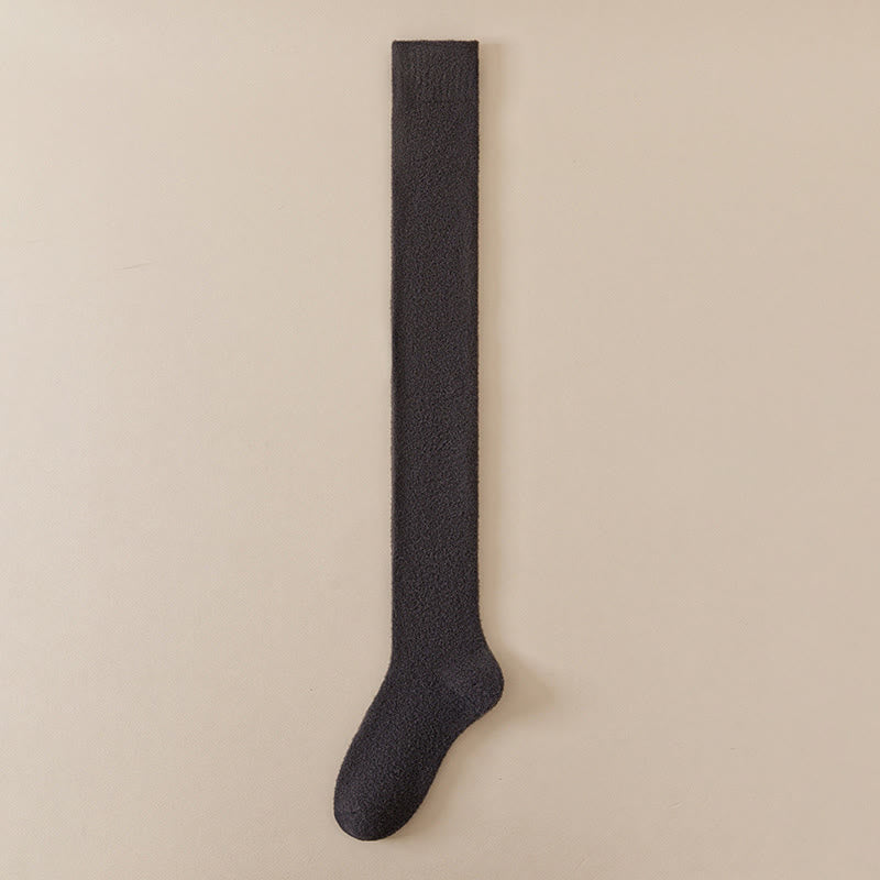 Chaussettes hautes unies grandes tailles (2 paires) - Gris foncé - EU36-42(US3-8.5) - image 11