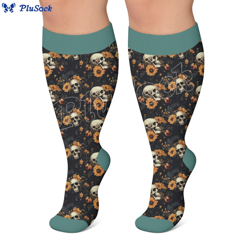 Chaussettes de compression tête de mort grande taille - image 3