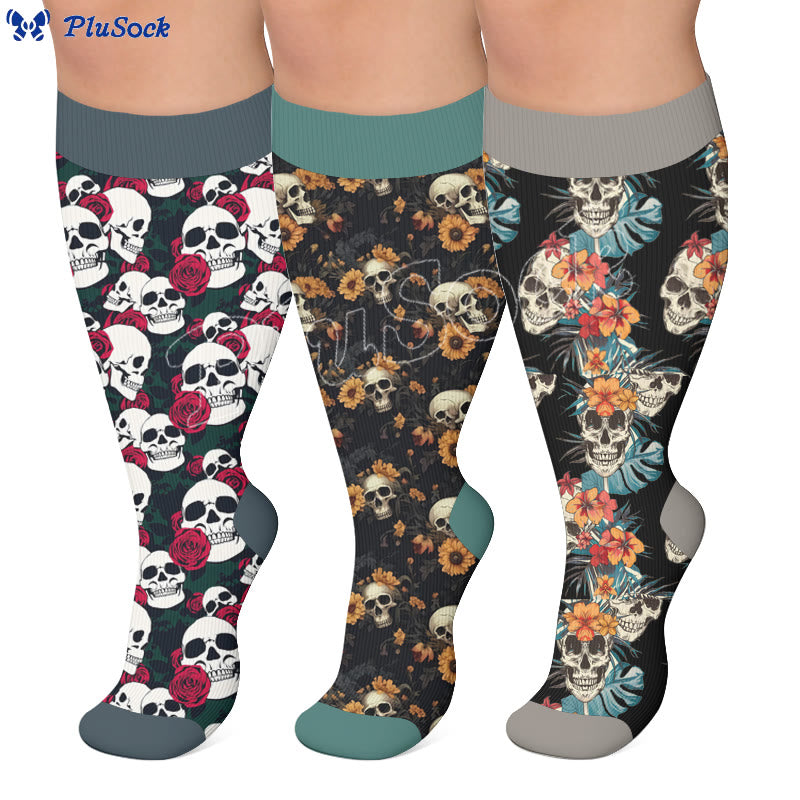 Chaussettes de compression tête de mort grande taille - image 0
