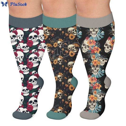 Chaussettes de compression tête de mort grande taille - image 0