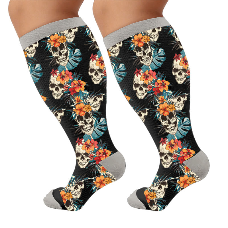 Chaussettes de compression tête de mort grande taille - Unique (1 paire) - 4XL - image 7