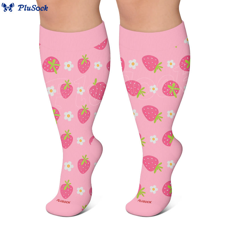 Chaussettes de compression grandes tailles citron cerise fraise - image 3