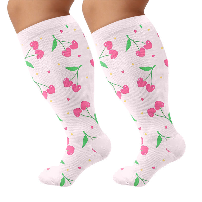 Chaussettes de compression grandes tailles citron cerise fraise - Rose clair (1 paire) - 4XL - image 5