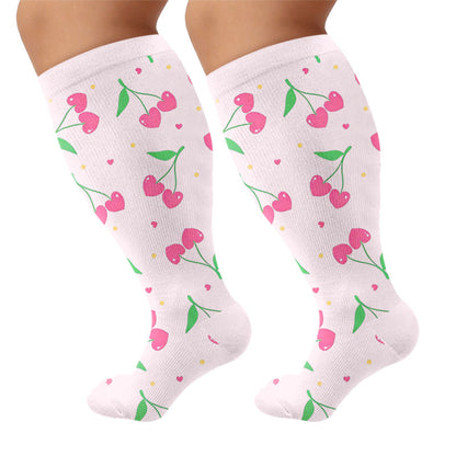 Chaussettes de compression grandes tailles citron cerise fraise - Rose clair (1 paire) - 4XL - image 5