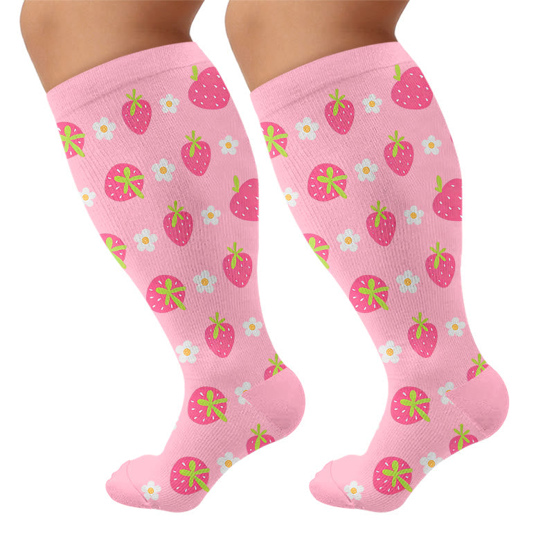 Chaussettes de compression grandes tailles citron cerise fraise - Rose (1 paire) - 4XL - image 7