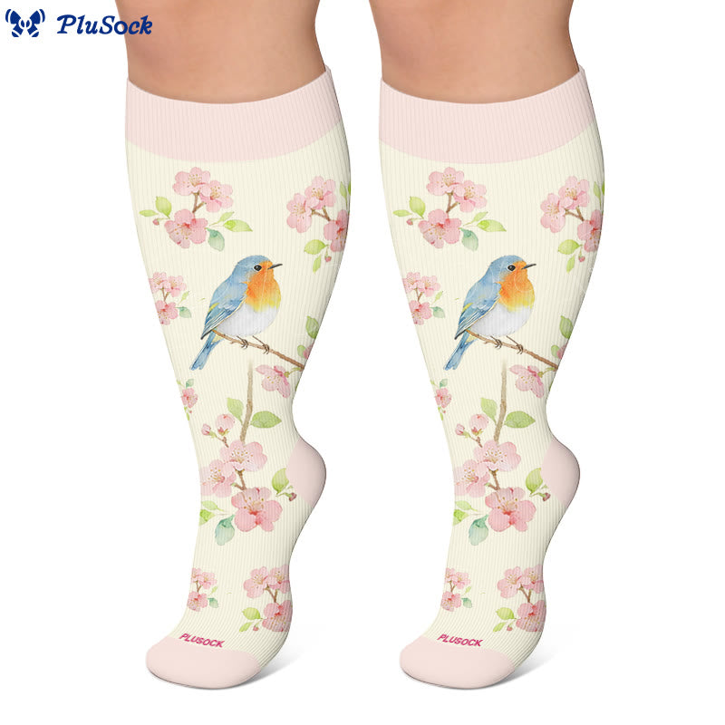 Chaussettes de compression grandes tailles à motif d'oiseaux - image 3