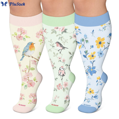 Chaussettes de compression grandes tailles à motif d'oiseaux - image 0