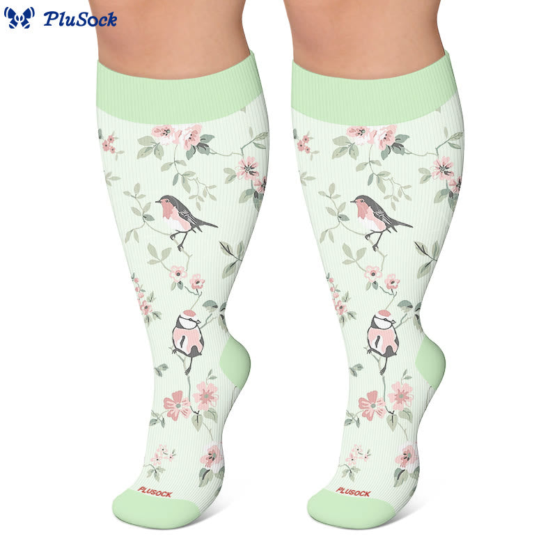 Chaussettes de compression grandes tailles à motif d'oiseaux - image 2