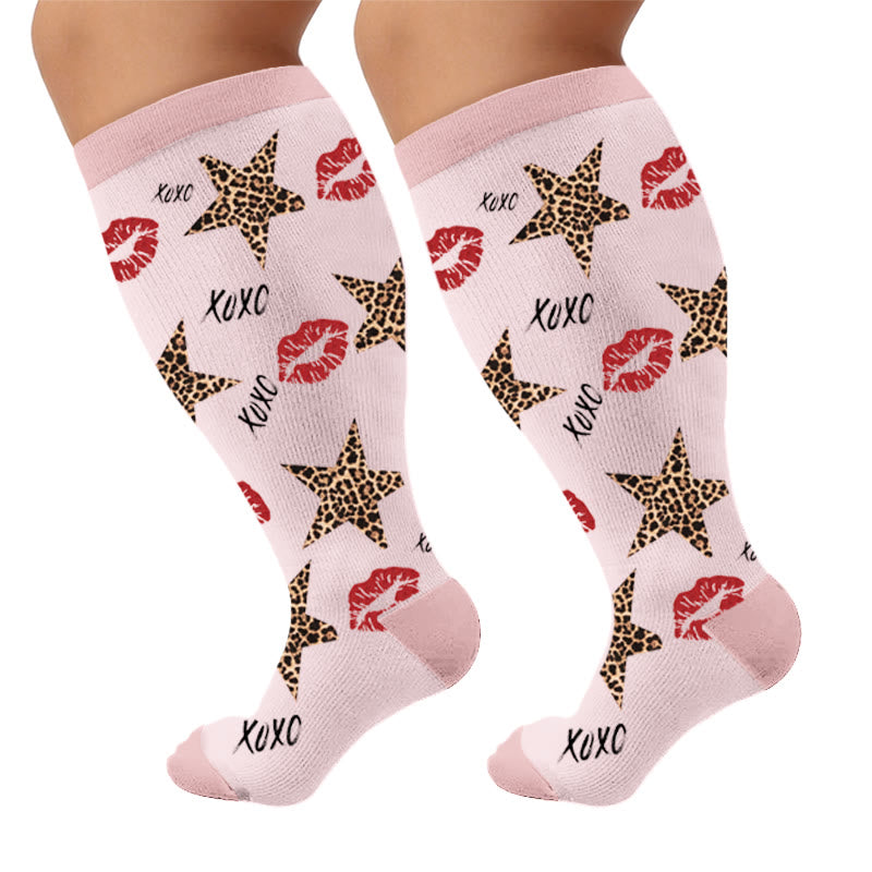 Chaussettes de compression à imprimé animal grande taille - Étoile (1 paire) - 4XL - image 7