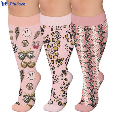 Chaussettes de compression grandes tailles à imprimé serpent et léopard - image 0