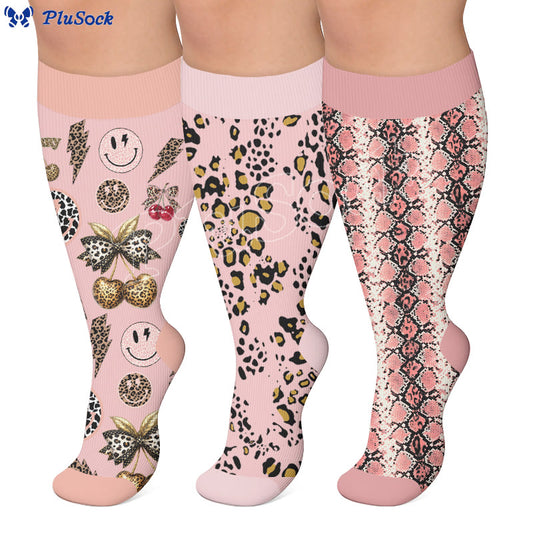 Chaussettes de compression grandes tailles à imprimé serpent et léopard - image 0