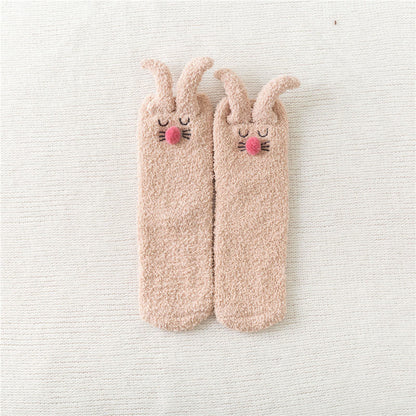 Chaussettes courtes à oreilles de lapin en peluche (3 paires) - Kaki - EU36-40(US3-7) - image 11