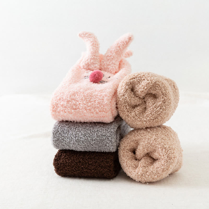 Chaussettes courtes à oreilles de lapin en peluche (3 paires) - image 6