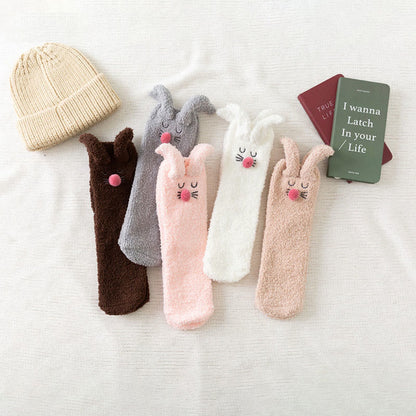 Chaussettes courtes à oreilles de lapin en peluche (3 paires) - image 5