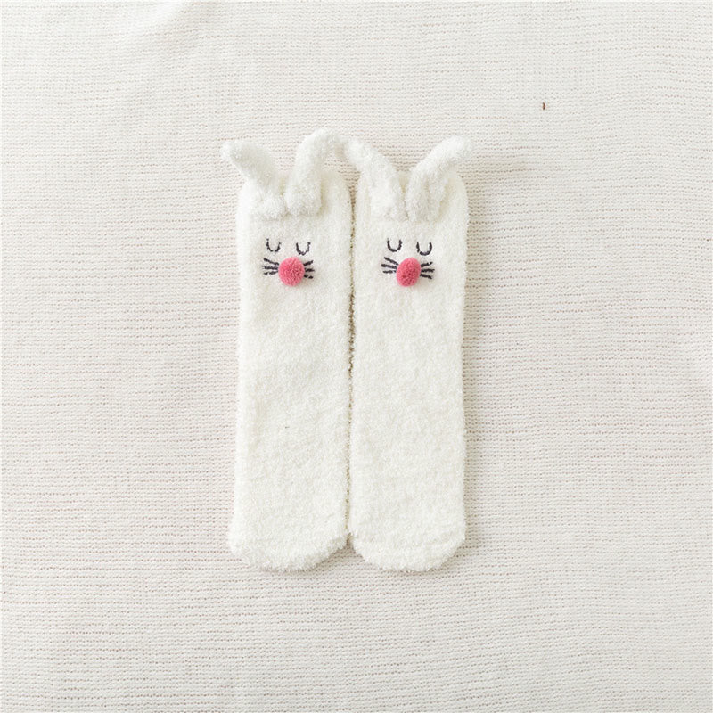 Chaussettes courtes à oreilles de lapin en peluche (3 paires) - Blanc - EU36-40(US3-7) - image 9