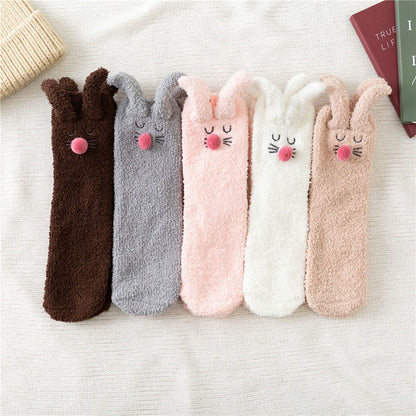 Chaussettes courtes à oreilles de lapin en peluche (3 paires) - image 7