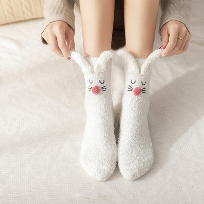 Chaussettes courtes à oreilles de lapin en peluche (3 paires) - image 4