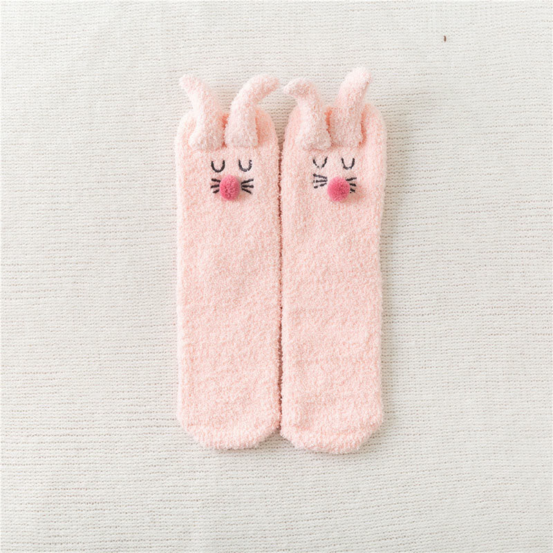 Chaussettes courtes à oreilles de lapin en peluche (3 paires) - Rose - EU36-40(US3-7) - image 13