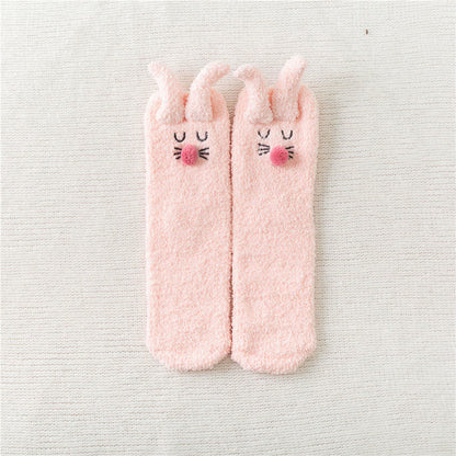 Chaussettes courtes à oreilles de lapin en peluche (3 paires) - Rose - EU36-40(US3-7) - image 13
