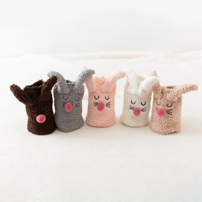 Chaussettes courtes à oreilles de lapin en peluche (3 paires) - image 8