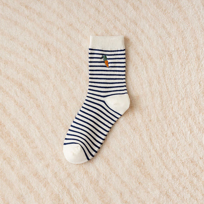 Chaussettes vintage brodées lapin (5 paires) - image 10